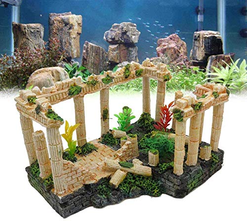 Adornos para peceras Ruinas Resina Columna Romana Acuario Roca Planta Decoración Amazing