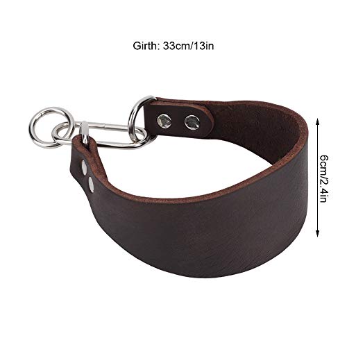 Agatige Collar de Cuero para Perros, Collar para Mascotas Ancho Portátil y Duradero para Perros Pequeños Greyhound Whippet con Fijación de Remaches Marrón