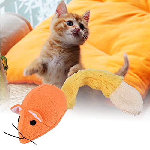 Agatige Juguetes con Hierba Gatera, Juguetes para Gatos Y Ratones De Cola Larga, Divertidos Juguetes Interactivos para Entrenar, Felpa Corta(Naranja)