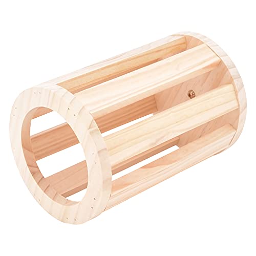 AHANDMAKER Alimentador de Heno para Conejos, Pesebre de Heno Cilíndrico de Madera Natural para Montar En la Pared para Animales Pequeños, Alimentador de Conejos de Comida de Conejillo de Indias