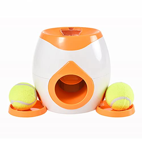 AHIN Máquina Lanzadora De Pelotas De Tenis, Tenis Máquina, Juguete Pelotas De Tenis para Mascotas, Alimentador Automático De Mascotas, con 2 Pelotas De Tenis Y Cuchara De Alimentación,Naranja