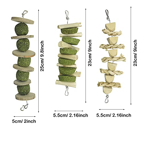 Aircris Allazone Juguetes para Masticar Conejo, Juguetes para Conejo Hierba Natural, Palitos de Madera de Manzana Natural, Ratán, Zanahoria, Palitos de Maíz para Conejos, Hámster, Jerbos, Ardillas