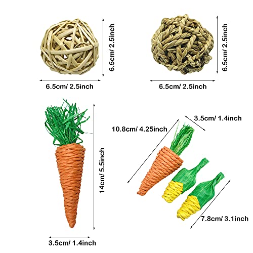 Aircris Allazone Juguetes para Masticar Conejo, Juguetes para Conejo Hierba Natural, Palitos de Madera de Manzana Natural, Ratán, Zanahoria, Palitos de Maíz para Conejos, Hámster, Jerbos, Ardillas