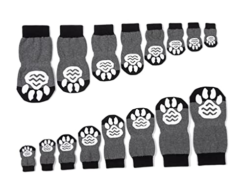 Akopawon - 4 Piezas Calcetines Antideslizantes para Perros y Gatos - Protectores para Patas para Uso en Interior y Control de Tracción con Refuerzo de Goma, Talla S a 3XL para Animales de 1 a 22,5 kg