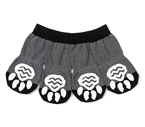 Akopawon - 4 Piezas Calcetines Antideslizantes para Perros y Gatos - Protectores para Patas para Uso en Interior y Control de Tracción con Refuerzo de Goma, Talla S a 3XL para Animales de 1 a 22,5 kg