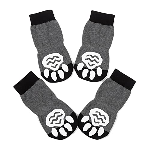 Akopawon - 4 Piezas Calcetines Antideslizantes para Perros y Gatos - Protectores para Patas para Uso en Interior y Control de Tracción con Refuerzo de Goma, Talla S a 3XL para Animales de 1 a 22,5 kg