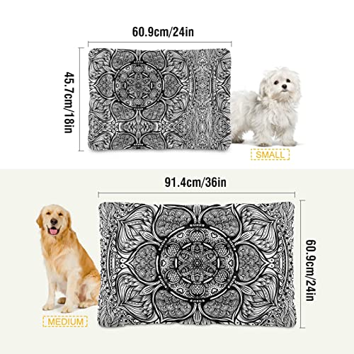 Alfombra de cama para perros y gatos con diseño de mandala de estilo tribal étnico, diseño de cachemira, suave para mascotas pequeñas y medianas, antideslizante, lavable y seco, 36 x 24 pulgadas