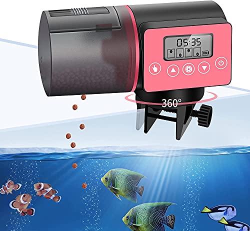 Alimentador Automático de Acuarios, Inteligentemente Cronometrado Doble Fijo Comedero de Peces con Pantalla LCD para Fin de Semana o de Vacaciones