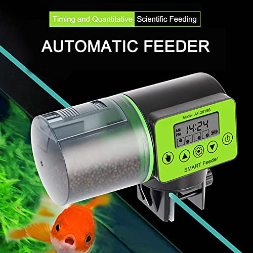 Alimentador Automático de Peces para Tanque de Acuario Dispensador de Alimentos de Gran Capacidad 200ml con Pantalla LCD para Semana o de Vacaciones,Tiempo de Alimentación Configuración