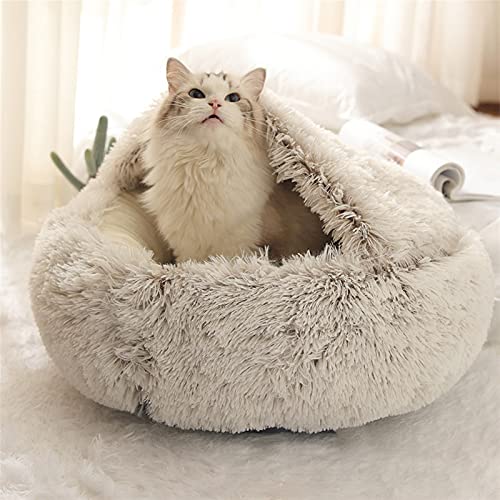 Aliuciku Cama para Gatos Redonda De Felpa para Gatos Cama Cálida Cama Larga para Perros Cama para Perros Pequeños Nido para Gatos Cojín para Cama para Gatos Sofá para Dormir