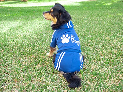 All Dogs ® Chándal para Perros. Sudadera con Capucha y pantalón de chándal, 4 Patas. Tejido de algodón Suave y cálido. (Small, Azul)