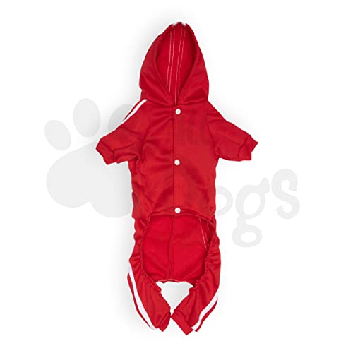 All Dogs ® Chándal para Perros. Sudadera con Capucha y pantalón de chándal, 4 Patas. Tejido de algodón Suave y cálido. (Small, Rojo)