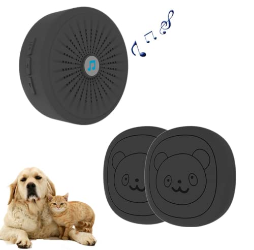 ALLOMN Timbre de la Puerta del Perro, Timbre Inalámbrico para Entrenamiento de Mascotas, IP44 a Pprueba de Agua, Volumen y Canciones Ajustables, 1 Receptor y 2 Transmisores, Enchufe de la EU