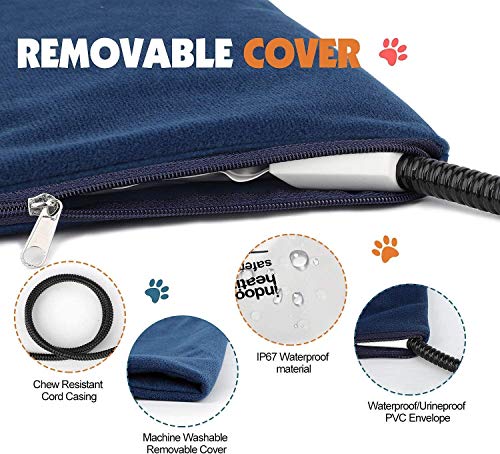 Almohadilla de calentamiento para mascotas, almohadilla de calefacción eléctrica para perros y gatos, tapete de calentamiento ajustable impermeable, con cordón de acero resistente a la masticación