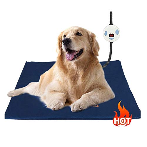 Almohadilla de calentamiento para mascotas, almohadilla de calefacción eléctrica para perros y gatos, tapete de calentamiento ajustable impermeable, con cordón de acero resistente a la masticación