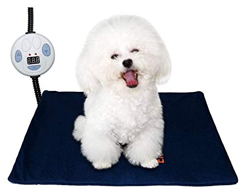 Almohadilla de Calentamiento para Mascotas, Cama de Calor Interior para Perros Gato, Almohadilla de Calor para Mascotas con Cable Resistente a Masticar, Cubierta Lavable, Temperatura Ajustable