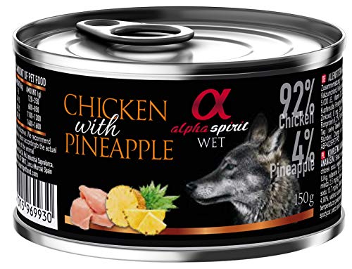 ALPHA Spirit Canine Adult Pollo con PIÑA Lata 12X150GR, Negro, Mediano