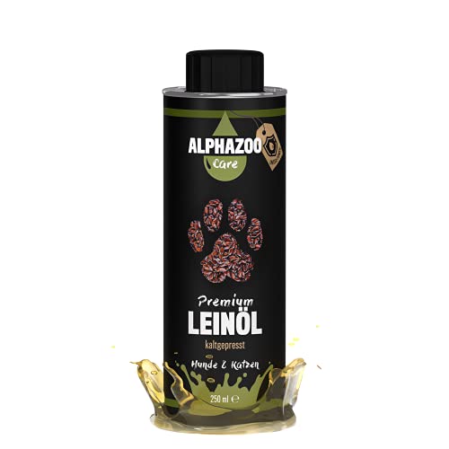 alphazoo Aceite de lino de alta calidad para perros, gatos y caballos 500 ml, aceite de linaza prensado en frío, aceite energético para el corazón y la circulación, aceite para piensos rico