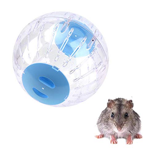 Amasawa Bola para Hámster Hamster Run Ball,Bola de Plástico de Hámster,Pelota de Fitness Transparente Hamster,para Hamster, Rata, Jerbo (Azul)