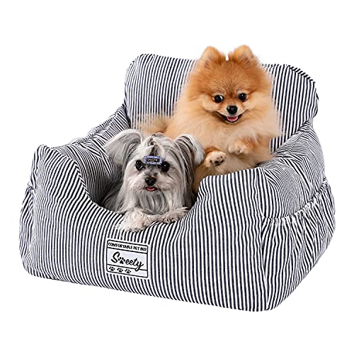 Amazon Brand – Umi Asiento de Coche para Perros con cinturón de Seguridad Resistente Cama para Perros Suave para Perros Elevador para Perros Impermeable Antideslizante Portador de Viaje Azul