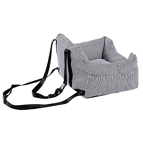 Amazon Brand – Umi Asiento de Coche para Perros con cinturón de Seguridad Resistente Cama para Perros Suave para Perros Elevador para Perros Impermeable Antideslizante Portador de Viaje Azul