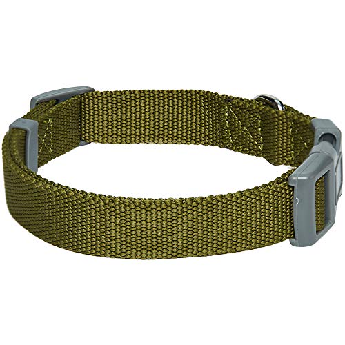 Amazon Brand - Umi Classic - Collar para Perros S, Cuello 30-40 cm, Collares Ajustables para Perros (Verde Oliva)