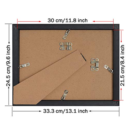 Amazon Brand - Umi Marcos de Fotos Multiples de A4 para Pared y Mesa, Conjunto de Portafotos de Negro, Apto para los Documentos y Titulos, Set de 4