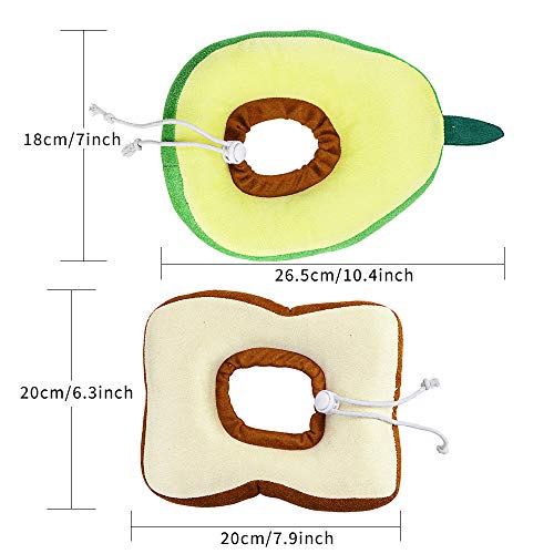 Amersumer 2 piezas suaves y lindos conos de algodón para gatos, cono de cuello de aguacate después de la cirugía, cuello ajustable para gatos y gatos