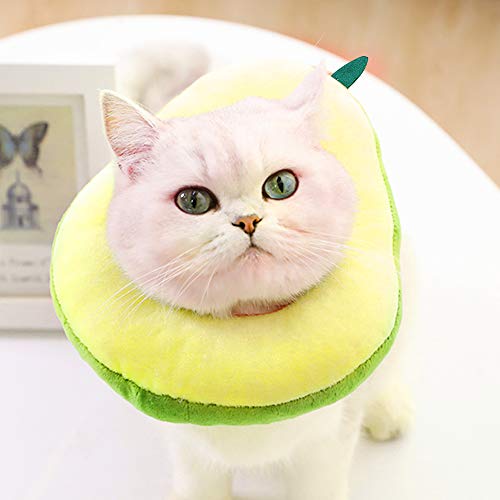 Amersumer 2 piezas suaves y lindos conos de algodón para gatos, cono de cuello de aguacate después de la cirugía, cuello ajustable para gatos y gatos