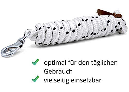 Amesbichler Suelo Trabajo Cuerda 3,2 m| Suelo Cuerda (führ Cuerda con Bull Snap | Caballos Formación Punto | Western Rope para Horse Manship y Suelo Trabajo Blanco/Negro o Blanco/Rojo