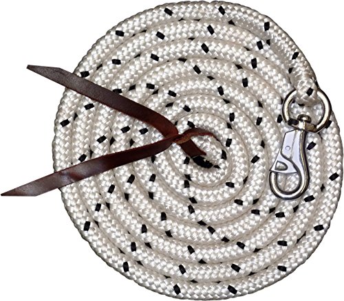 Amesbichler Suelo Trabajo Cuerda 3,2 m| Suelo Cuerda (führ Cuerda con Bull Snap | Caballos Formación Punto | Western Rope para Horse Manship y Suelo Trabajo Blanco/Negro o Blanco/Rojo