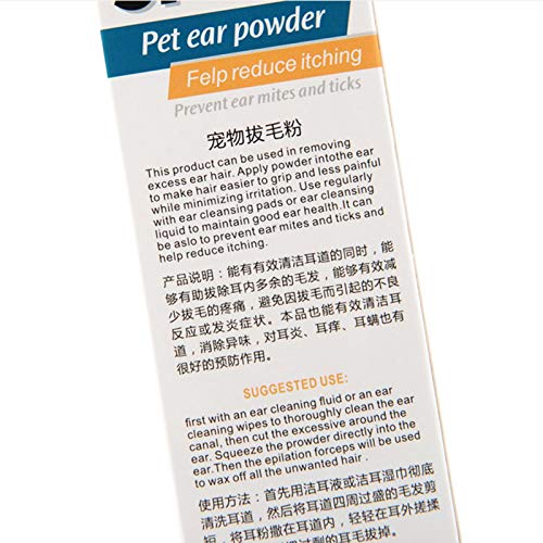 ampusanal Polvo Limpiador Orejas para PerrosPolvo para Eliminar Exceso Pelo Orejas Mascotas Suministros Limpieza para Cuidado SaludableLimpiar Canal Auditivoeliminar Olor Y Matar Los Parásitos Method