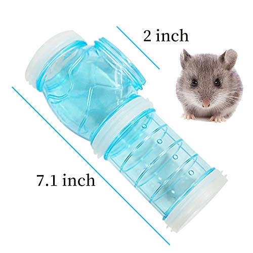 Andiker Kit de tubos para hámster con 2 placas de conexión de tuberías, juego de tubos externos de aventura creativo, transparente, accesorios para jaula de hámster, juguetes para hámster (azul)