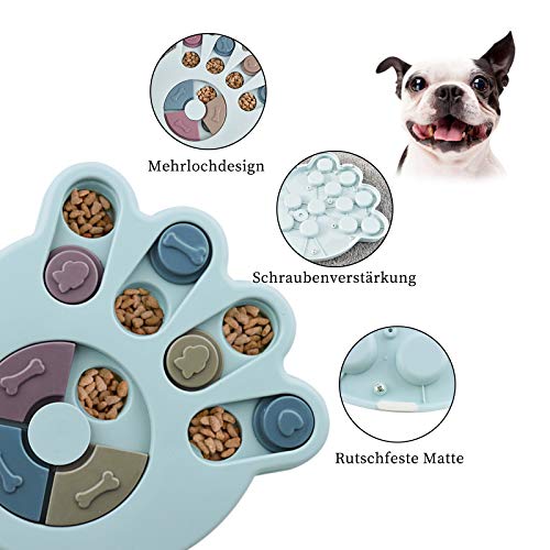 Andiker Rompecabezas para perros, juguete educativo, duradero interactivo, juego para el cerebro del perro, mejora IQ, 3 colores (azul)