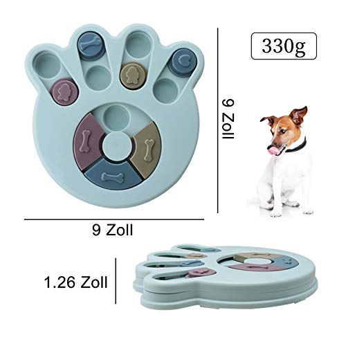 Andiker Rompecabezas para perros, juguete educativo, duradero interactivo, juego para el cerebro del perro, mejora IQ, 3 colores (azul)