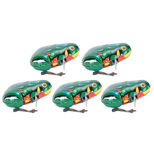 Andraw Ranas mecánicas de Juguete para Mascotas, Juguete para Mascotas de Cuerda de Hierro de tamaño pequeño, 5 Piezas para Gatos(Clockwork Semi-Automatic Frog)