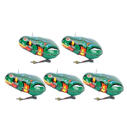 Andraw Ranas mecánicas de Juguete para Mascotas, Juguete para Mascotas de Cuerda de Hierro de tamaño pequeño, 5 Piezas para Gatos(Clockwork Semi-Automatic Frog)