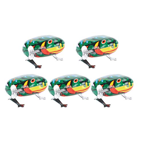 Andraw Ranas mecánicas de Juguete para Mascotas, Juguete para Mascotas de Cuerda de Hierro de tamaño pequeño, 5 Piezas para Gatos(Clockwork Semi-Automatic Frog)