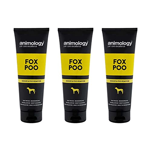 Animology Fox Poo Champú para Perros | Con Acondicionadores y Pro-Vitamina B5 | Champú Eliminador de Olores, Adecuado para Todos los Capas y Tipos de Piel Incluyendo Piel Sensible | 250ml Paquete de 3