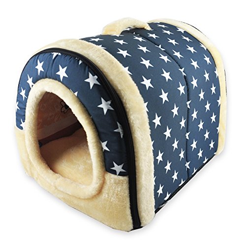 ANPPEX 2 en 1 Casa y Sofá para Mascotas, Lavable a Máquina Casa Cama de Perro Gato Puppy Conejo Mascota Antideslizante Plegable Suave Calentar con Cojín Extraíble Colchón