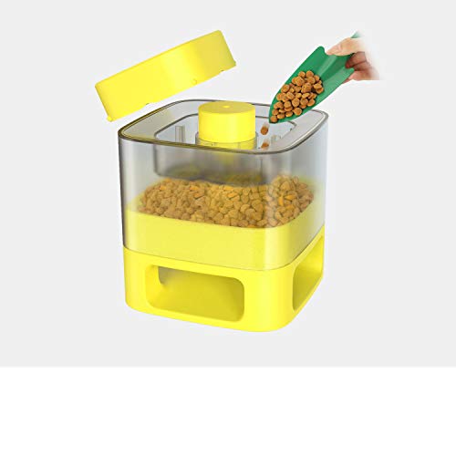 ANROD Comederos Automáticos para Perro Juguete con Botones, Comida para Perros de Alimentación Lenta para IQ Juegos Interactivos de Interior para Mascotas Pequeñas / Grandes (Amarillo)