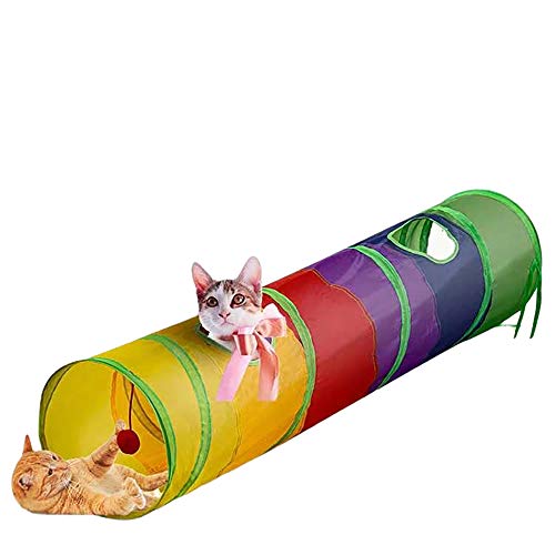 AOKUY Túneles para Gatos,Túnel de Gato3 Vías Plegable Juguete del Gato/Divertido Juego Juguete Tubo/Túnel de Juguete con Pelota para Mascota Gatos Conejos Cachorro Uso Interior y Exterior …