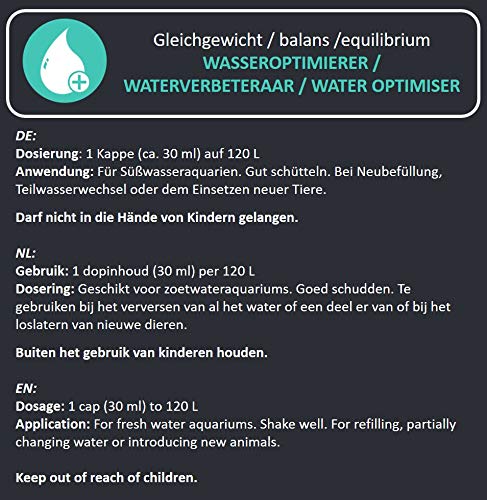 AQUANIQUE Optimizador de Agua 500 ml, purificador de Agua Acuario, para 2.000 litros, Productos para el Cuidado del Agua, Cuidado del Acuario