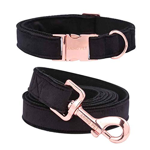 ARING PET Juego de collar y correa para perro de terciopelo, collar de perro y correa, collar de perro para perros pequeños, collares ajustables para perros pequeños, medianos y grandes