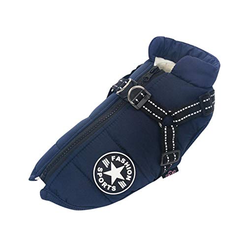 Arnés para mascotas chaleco ropa ropa cachorro chaqueta impermeable invierno caliente para mascotas pequeñas Shih Tzu Mops abrigo azul marino M