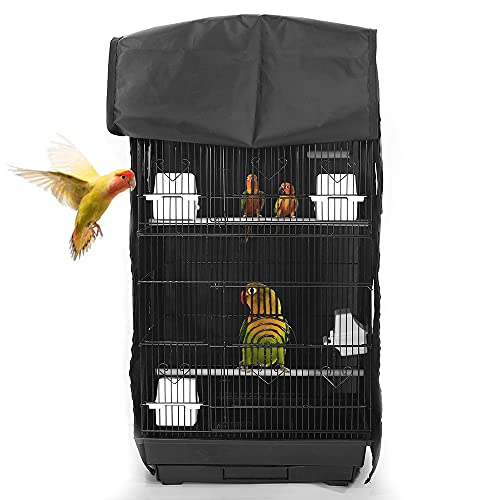 ASOCEA Funda extra grande para jaula de loro de pájaro, funda universal para jaula de pájaros para periquitos, periquitos, guacamayos, jaulas cuadradas, color negro