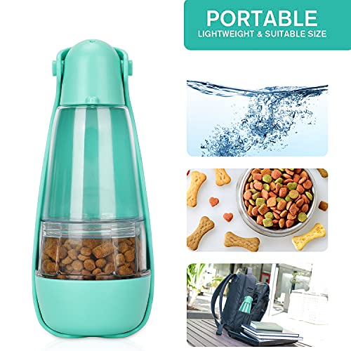 Auflosung Botella para Perros, Botella de Agua para Perro 460ml,2en1 Dispensador de Agua y Comida Portátil,Prueba de Fugas, Taza para Beber para Mascotas al Aire Libre