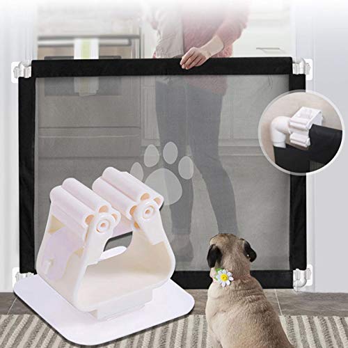 Augneveres Puerta Retráctil para Mascotas, Puerta Protectora Plegable Y Portátil Magic Gate - Instale para Dividir Pasillos Puertas Escaleras para Animales De Compañía Niños Y Bebés Seguros