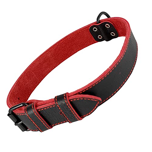 AVANZONA Collar Perro Cuero Auténtico, Combinado con 2 Colores, Suave como la Seda Pero Ultra Resistente. Muy Cómodo y Ligero, Hecho en Mano para Perros Pequeños, Medianos y Grandes. M.