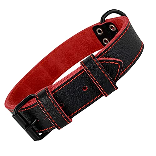 AVANZONA Collar Perro Cuero Auténtico, Combinado con 2 Colores, Suave como la Seda Pero Ultra Resistente. Muy Cómodo y Ligero, Hecho en Mano para Perros Pequeños, Medianos y Grandes. S.